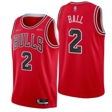 Men's Chicago Bulls #2 Lonzo Ball 75th Anniversary Red Swingman Stitched Basketball Jersey