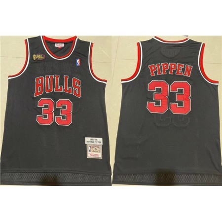 Men's Chicago Bulls #33 Scottie Pippen 1997-98 Black Throwback Stitched Jersey