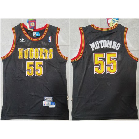 Men's Denver Nuggets #55 Dikembe Mutombo Black Throwback Stitched Jersey