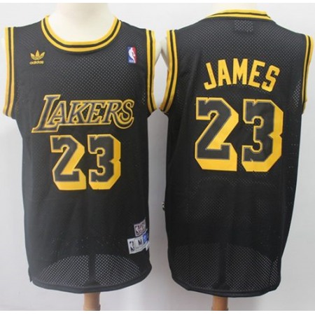 Men's Los Angeles Lakers #23 LeBron James Black Throwback Stitched NBA Jersey