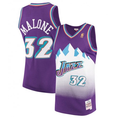 Men's Utah Jazz #32 Karl Malone Purple 1996-97 Swingman Stitched Jersey