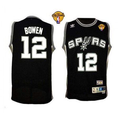 Spurs #12 Bruce Bowen Black Throwback Finals Patch Stitched NBA Jersey