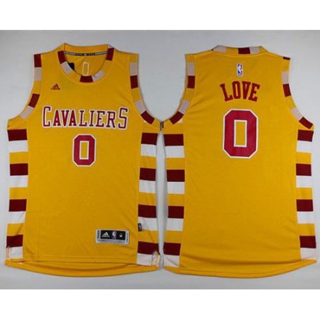 Cavaliers #0 Kevin Love Gold Throwback Classic Stitched NBA Jersey