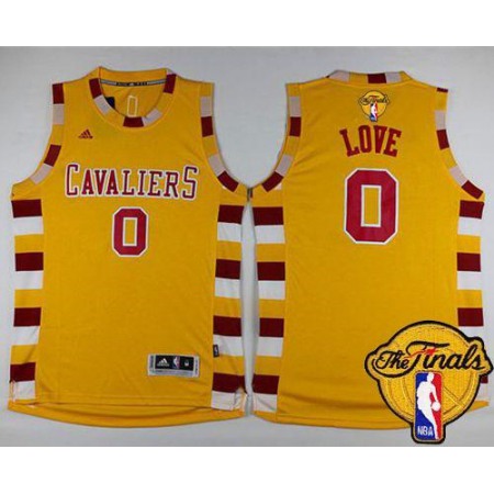 Cavaliers #0 Kevin Love Gold Throwback Classic The Finals Patch Stitched NBA Jersey