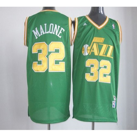 Jazz #32 Karl Malone Green Throwback Stitched NBA Jersey