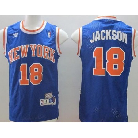 Knicks #18 Phil Jackson Blue Throwback Stitched NBA Jersey