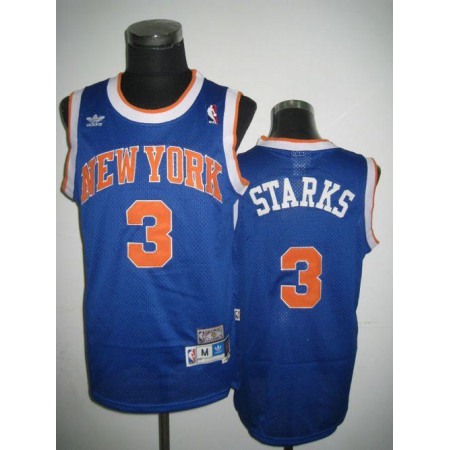 Knicks #3 John Starks Blue Throwback Stitched NBA Jersey