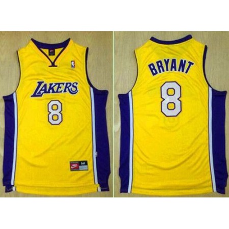 Lakers #8 Kobe Bryant Gold Nike Throwback Stitched NBA Jersey