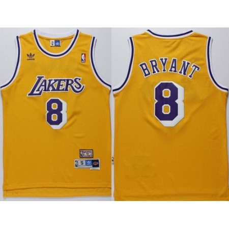 Lakers #8 Kobe Bryant Gold Throwback Stitched NBA Jersey