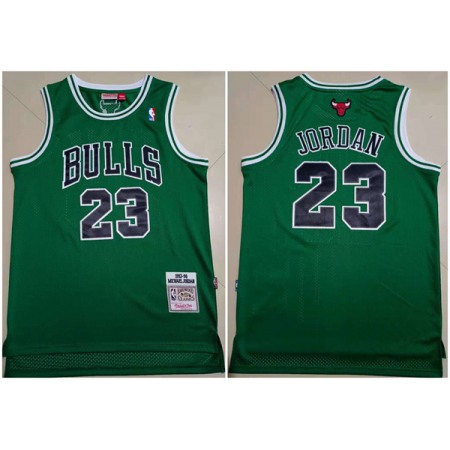 Men's Chicago Bulls #23 Michael Jordan Green Throwback Stitched Basketball Jersey