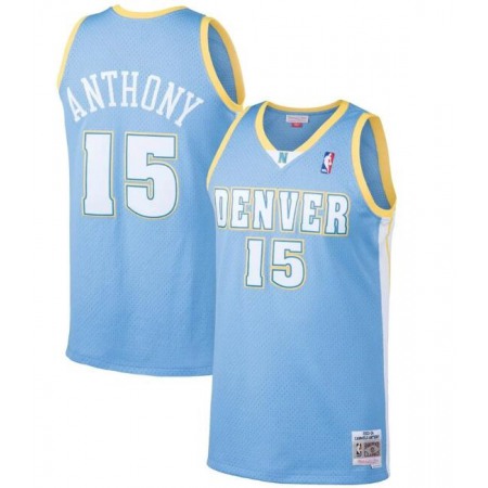 Men's Denver Nuggets #15 Carmelo Anthony Light Blue Throwback Stitched Jersey