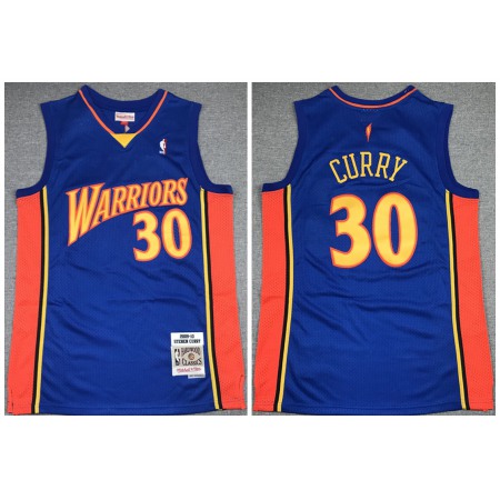 Men's Golden State Warriors #30 Stephen Curry Blue 2009-10 Throwback Stitched NBA Jersey