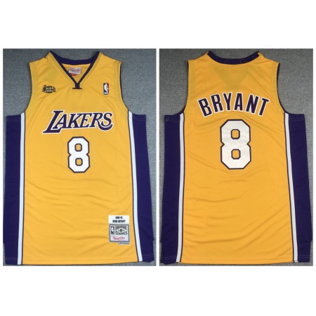 Men's Los Angeles Lakers #8 Kobe Bryant Gold NBA Final 2000-2001 Throwback Stitched Jersey