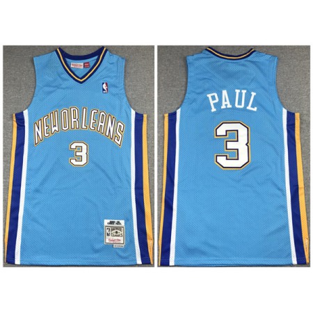 Men's New Orleans Hornets #3 Chris Paul 2005-06 Light Blue Throwback Stitched Jersey