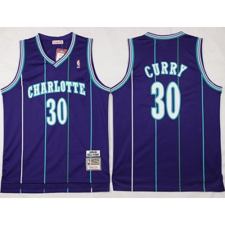 Mitchell And Ness Hornets #30 Dell Curry Purple Throwback Stitched NBA Jersey