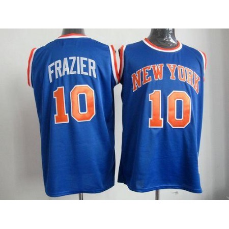 Mitchell And Ness Knicks #10 Walt Frazier Blue Throwback Stitched NBA Jersey