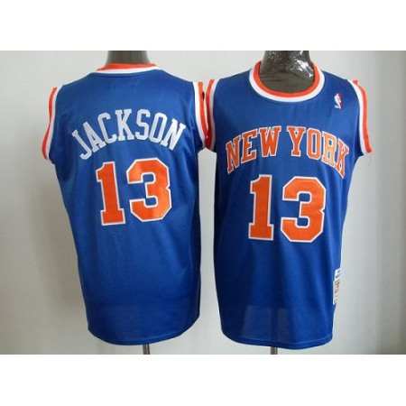 Mitchell And Ness Knicks #13 Mark Jackson Blue Throwback Stitched NBA Jersey