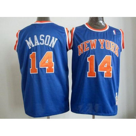 Mitchell And Ness Knicks #14 Anthony Mason Blue Throwback Stitched NBA Jersey