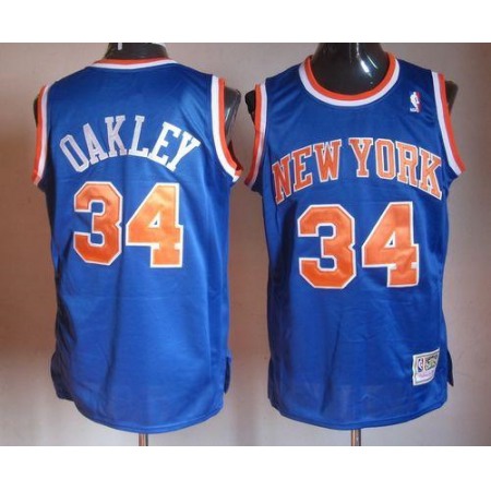 Mitchell And Ness Knicks #34 Charles Oakley Blue Throwback Stitched NBA Jersey