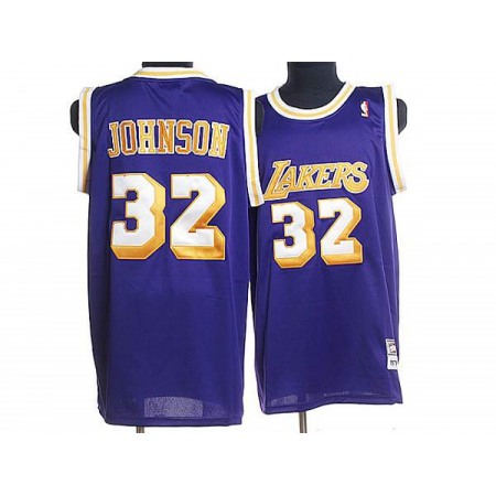 Mitchell and Ness Lakers #32 Magic Johnson Stitched Purple Throwback NBA Jersey
