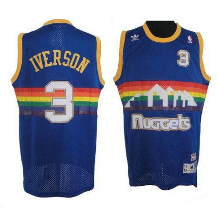 Nuggets #3 Allen Iverson Light Blue Throwback Stitched NBA Jersey
