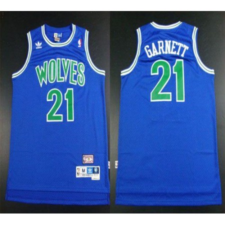 Timberwolves #21 Retro Garnett Blue Throwback Stitched NBA Jersey