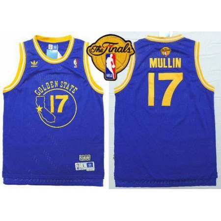 Warriors #17 Chris Mullin Blue New Throwback The Finals Patch Stitched NBA Jersey