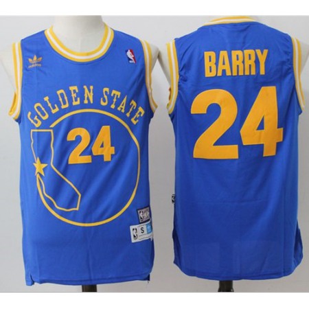 Warriors #24 Rick Barry Blue Throwback Golden State Stitched NBA Jersey