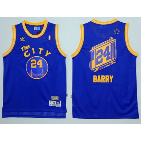 Warriors #24 Rick Barry Blue Throwback The City Stitched NBA Jersey