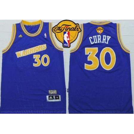 Warriors #30 Stephen Curry Blue Throwback The Finals Patch Stitched NBA Jersey