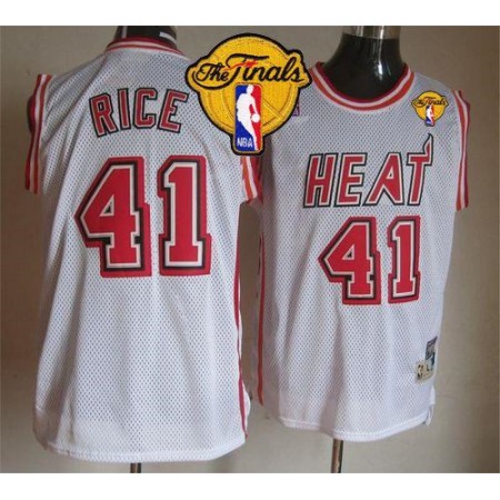 Heat #41 Glen Rice White Throwback Finals Patch Stitched NBA Jersey