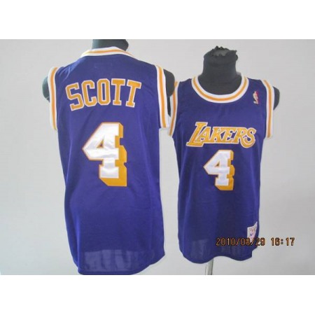 Lakers #4 Byron Scott Stitched Purple Throwback NBA Jersey