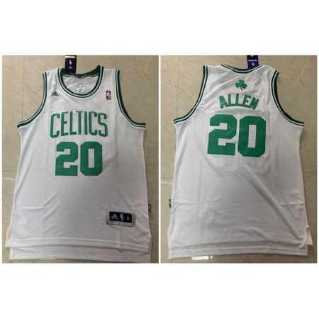 Men's Boston Celtics #20 Ray Allen White Throwback Stitched Jersey