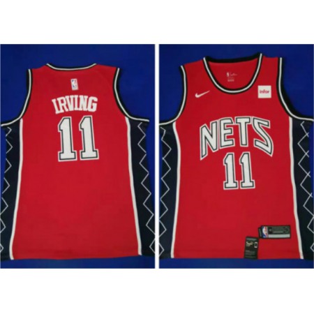 Men's Brooklyn Nets #11 Kyrie Irving Red Throwback Stitched NBA Jersey