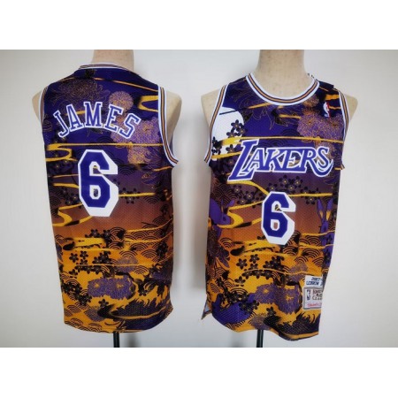 Men's Los Angeles Lakers #6 LeBron James Purple Throwback basketball Jersey