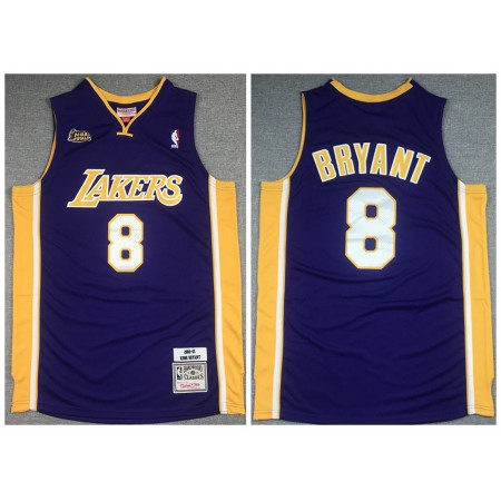 Men's Los Angeles Lakers #8 Kobe Bryant Purple NBA Final 2000-2001 Throwback Stitched Jersey