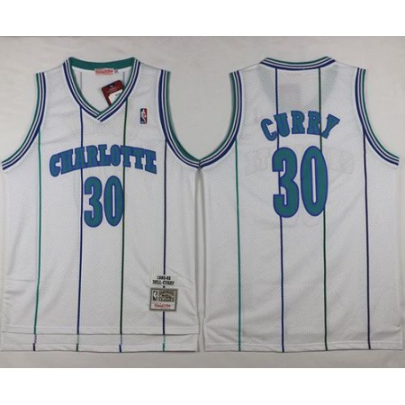 Mitchell And Ness Hornets #30 Dell Curry White Throwback Stitched NBA Jersey
