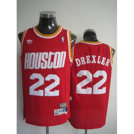 Mitchell and Ness Rockets #22 Clyde Drexler Stitched Red Throwback NBA Jersey