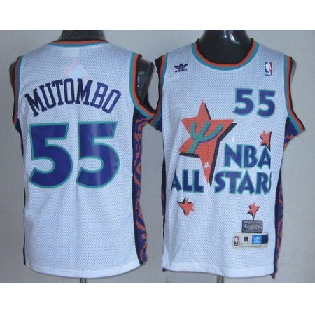 Nuggets #55 Dikembe Mutombo White 1995 All Star Throwback Stitched NBA Jersey