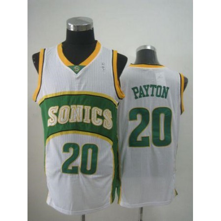 Thunder #20 Gary Payton White SuperSonics Throwback Stitched NBA Jersey