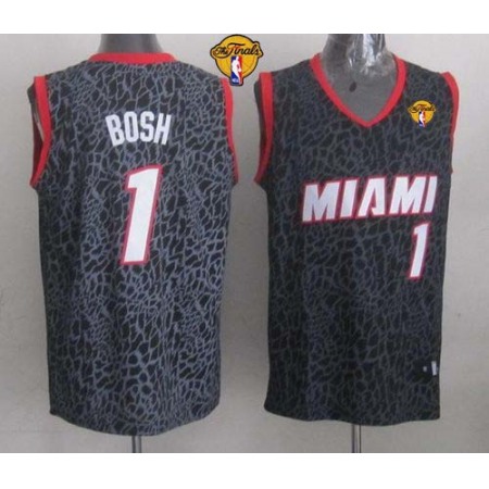 Heat #1 Chris Bosh Black Crazy Light Finals Patch Stitched NBA Jersey