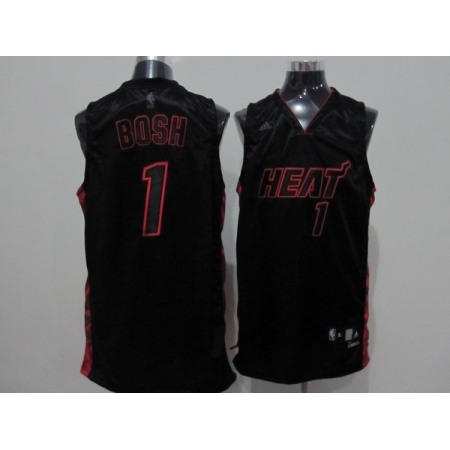 Heat #1 Chris Bosh Black With Red&Black Number New Style Stitched NBA Jersey