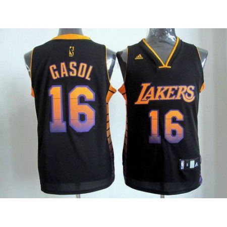 Lakers #16 Pau Gasol Black Stitched NBA Vibe Jersey