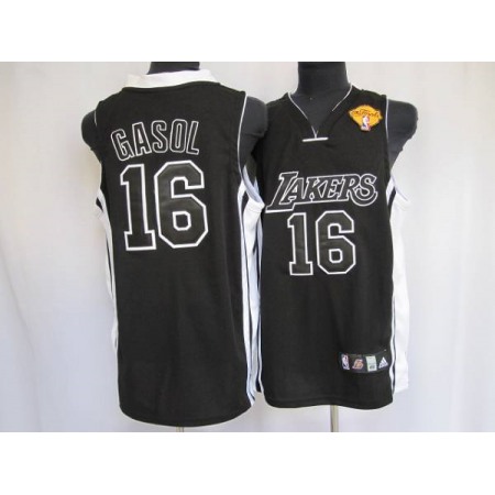 Lakers #16 Pau Gasol Stitched Black Shadow Final Patch NBA Jersey