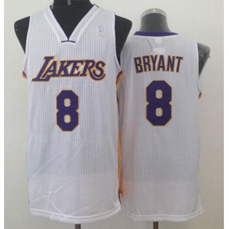 Lakers #8 Kobe Bryant White Throwback Stitched NBA Jersey