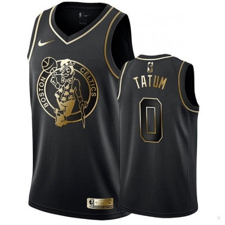 Men's Boston Celtics #0 Jayson Tatum Black Golden Edition Stitched NBA Jersey