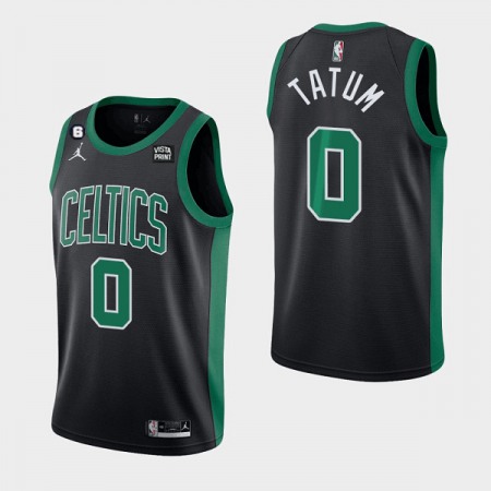 Men's Boston Celtics #0 Jayson Tatum Black No.6 Patch Stitched Basketball Jersey