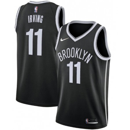 Men's Brooklyn Nets #11 Kyrie Irving 75th Anniversary Black Stitched Basketball Jersey