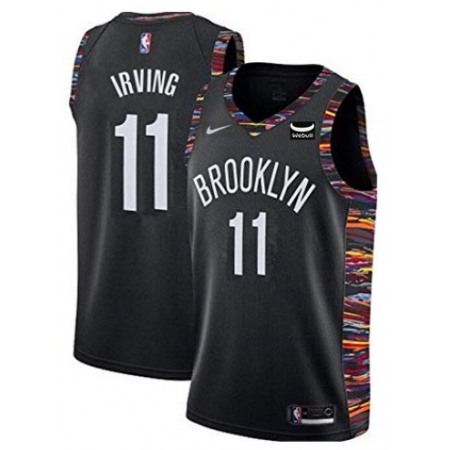 Men's Brooklyn Nets #11 Kyrie Irving Black Stitched Basketball Jersey
