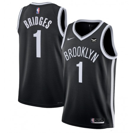 Men's Brooklyn Nets #1 Mikal Bridges Black Stitched Basketball Jersey